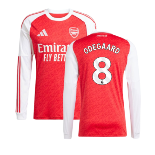 2025-2026 Arsenal Long Sleeve Home Shirt (Odegaard 8)