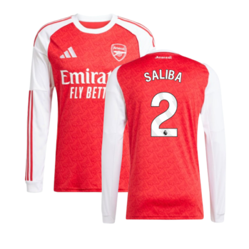 2025-2026 Arsenal Long Sleeve Home Shirt (Saliba 2)