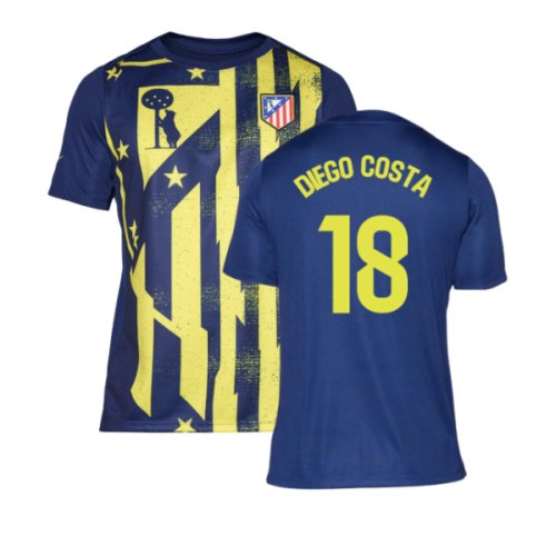 2025-2026 Atletico Madrid Pre-Match Shirt (Blue-Yellow) (Diego Costa 18)