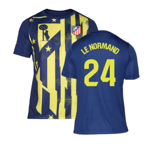 2025-2026 Atletico Madrid Pre-Match Shirt (Blue-Yellow) (Le Normand 24)