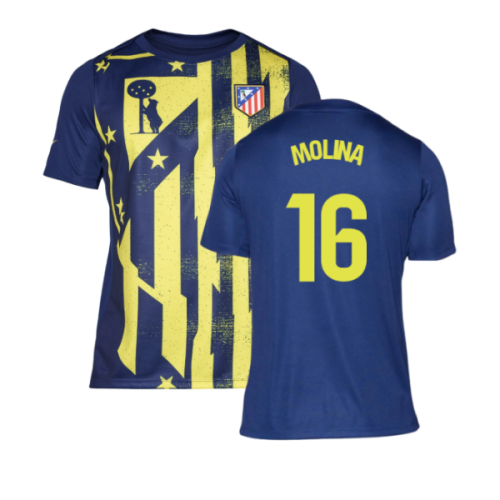 2025-2026 Atletico Madrid Pre-Match Shirt (Blue-Yellow) (Molina 16)
