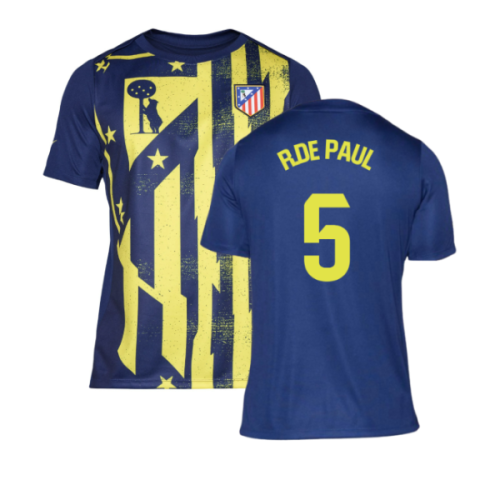2025-2026 Atletico Madrid Pre-Match Shirt (Blue-Yellow) (R.De Paul 5)