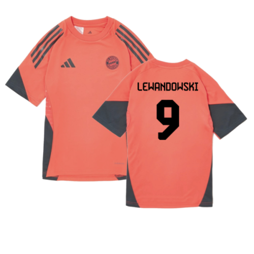 2025-2026 Bayern Munich Training Shirt (Easy Coral) - Kids (Lewandowski 9)