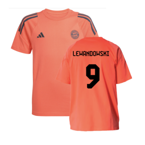 2025-2026 Bayern Munich Training Tee (Easy Coral) - Kids (Lewandowski 9)