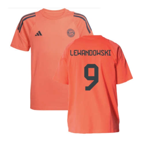 2025-2026 Bayern Munich Training Tee (Easy Coral) - Kids (Lewandowski 9)
