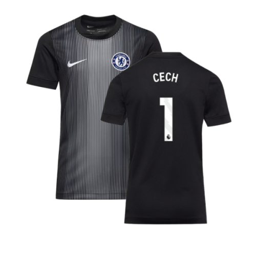 2025-2026 Chelsea Home Goalkeeper Shirt (Black) - Kids (Cech 1)