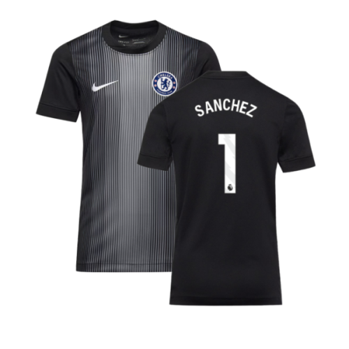 2025-2026 Chelsea Home Goalkeeper Shirt (Black) - Kids (Sanchez 1)