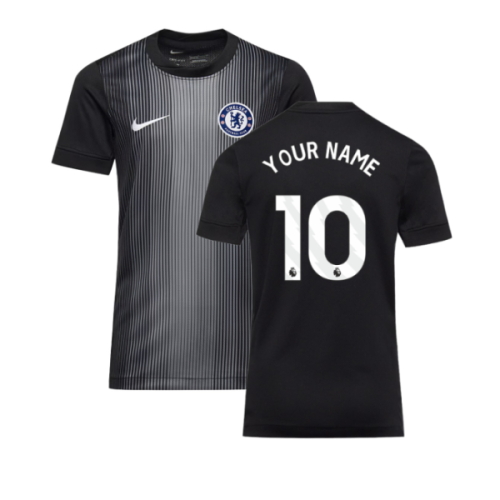 2025-2026 Chelsea Home Goalkeeper Shirt (Black) - Kids (Your Name)