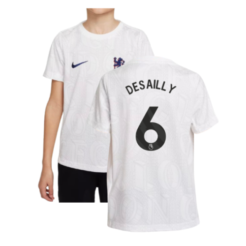 2025-2026 Chelsea Pre-Match Shirt (White) - Kids (Desailly 6)