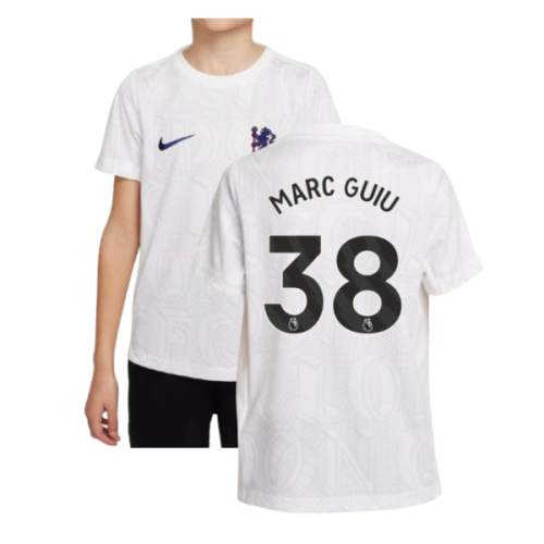 2025-2026 Chelsea Pre-Match Shirt (White) - Kids (Marc Guiu 38)