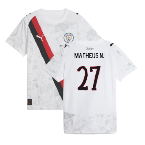 2025-2026 KIDSUPER x Manchester City CWC Away Shirt (White) - Kids (Matheus N. 27)