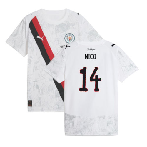 2025-2026 KIDSUPER x Manchester City CWC Away Shirt (White) - Kids (Nico 14)