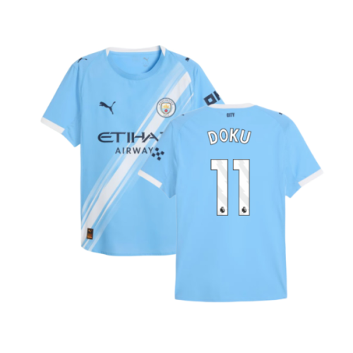 2025-2026 Man City Authentic Home Shirt (Doku 11)
