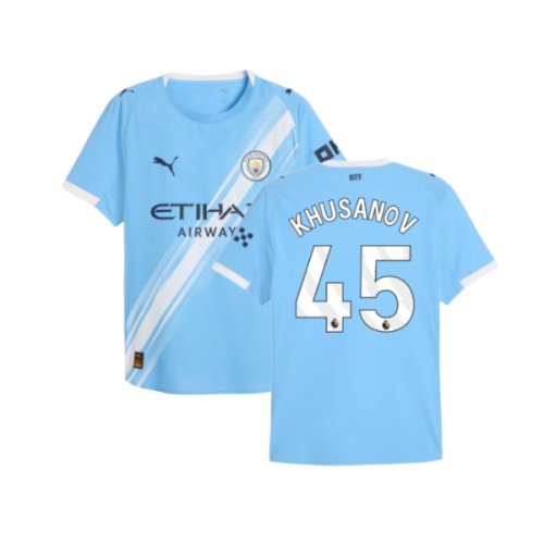 2025-2026 Man City Authentic Home Shirt (Khusanov 45)