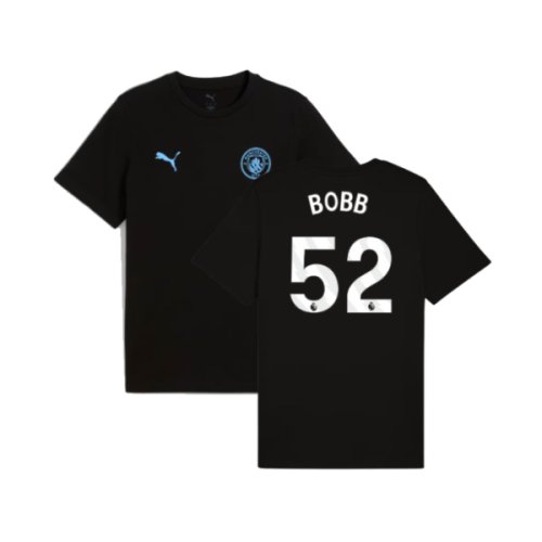 2025-2026 Man City FtblESS Tee (Black) (Bobb 52)