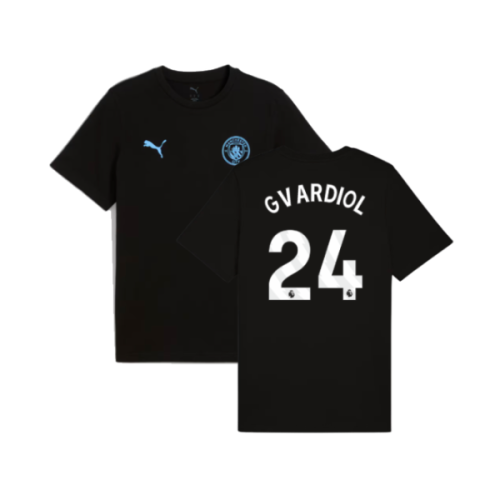 2025-2026 Man City FtblESS Tee (Black) (Gvardiol 24)