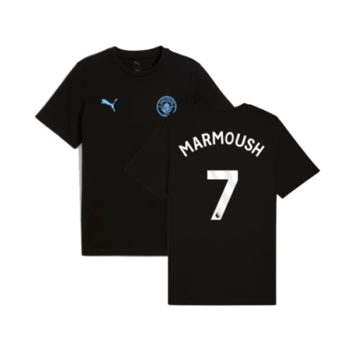2025-2026 Man City FtblESS Tee (Black) (Marmoush 7)