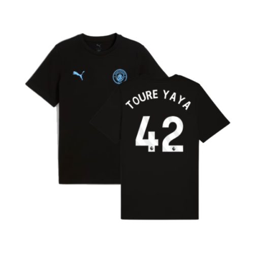 2025-2026 Man City FtblESS Tee (Black) (Toure Yaya 42)