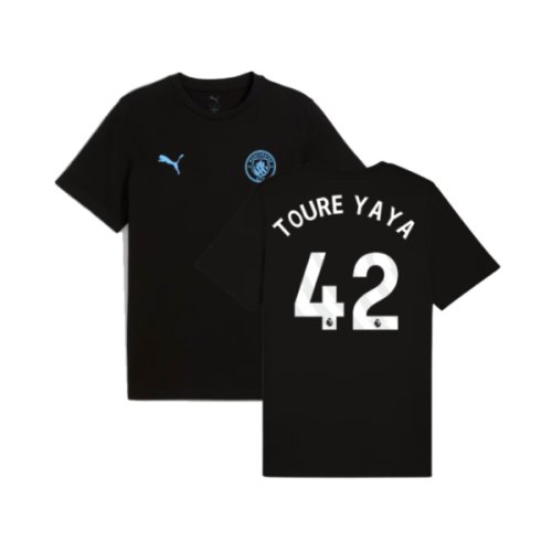 2025-2026 Man City FtblESS Tee (Black) (Toure Yaya 42)
