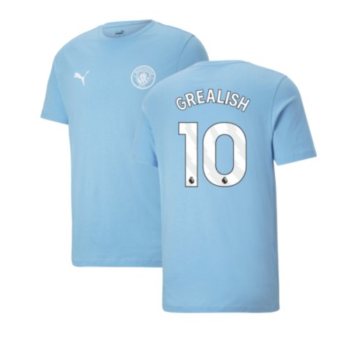 2025-2026 Man City FtblESS Tee (White) (Grealish 10)