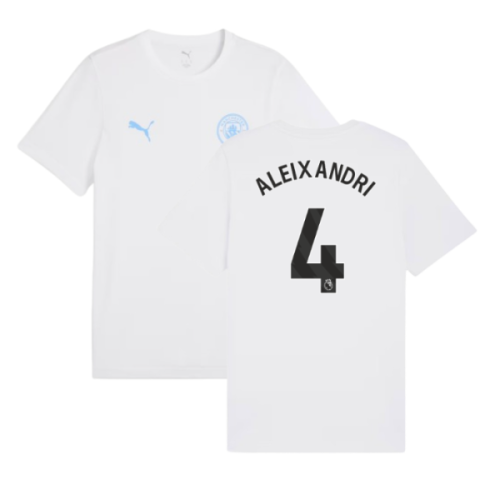 2025-2026 Man City FtblESS Tee (White) - Kids (Aleixandri 4)