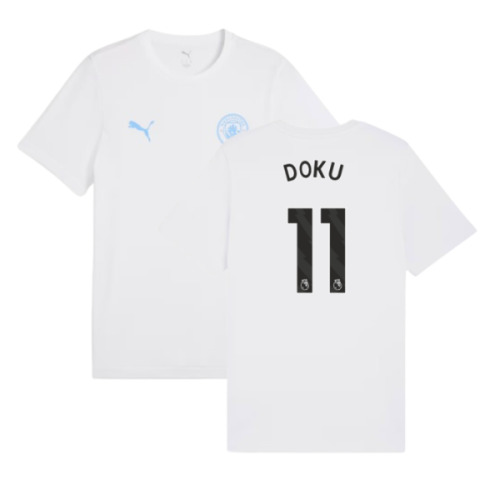 2025-2026 Man City FtblESS Tee (White) - Kids (Doku 11)