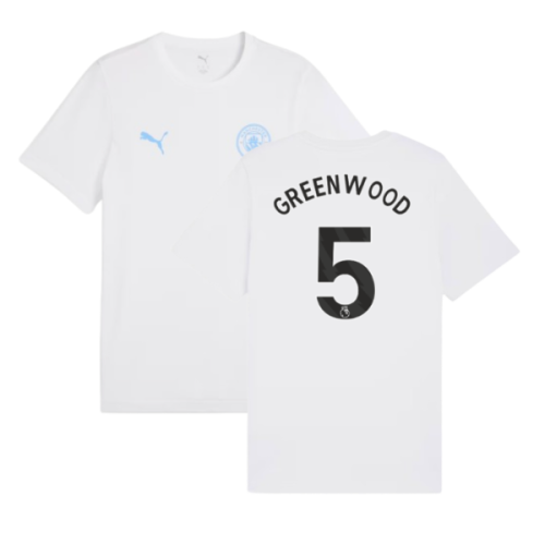 2025-2026 Man City FtblESS Tee (White) - Kids (Greenwood 5)
