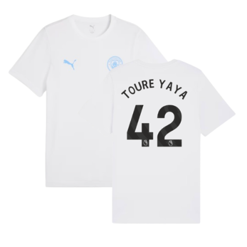 2025-2026 Man City FtblESS Tee (White) - Kids (Toure Yaya 42)