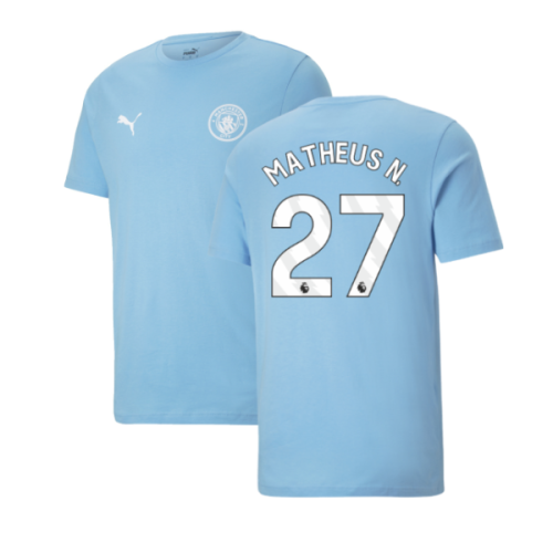 2025-2026 Man City FtblESS Tee (White) (Matheus N. 27)