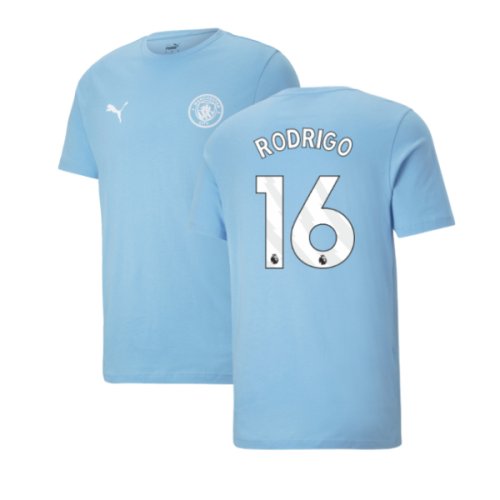 2025-2026 Man City FtblESS Tee (White) (Rodrigo 16)