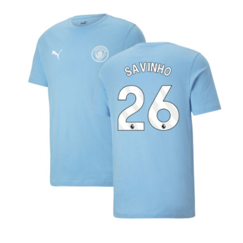 2025-2026 Man City FtblESS Tee (White) (Savinho 26)