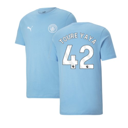 2025-2026 Man City FtblESS Tee (White) (Toure Yaya 42)