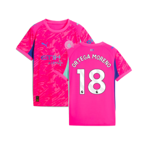 2025-2026 Man City Goalkeeper Home Shirt (Pink) - Kids (Ortega Moreno 18)