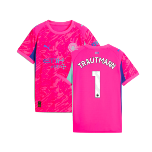 2025-2026 Man City Goalkeeper Home Shirt (Pink) - Kids (Trautmann 1)