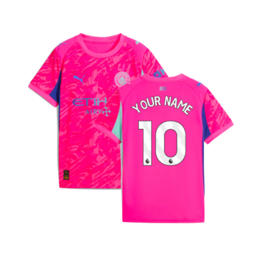 2025-2026 Man City Goalkeeper Home Shirt (Pink) - Kids (Your Name)
