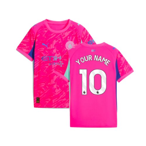 2025-2026 Man City Goalkeeper Home Shirt (Pink) - Kids (Your Name)