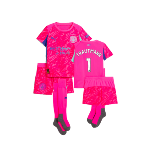 2025-2026 Man City Home Goalkeeper Mini Kit (Pink) (Trautmann 1)
