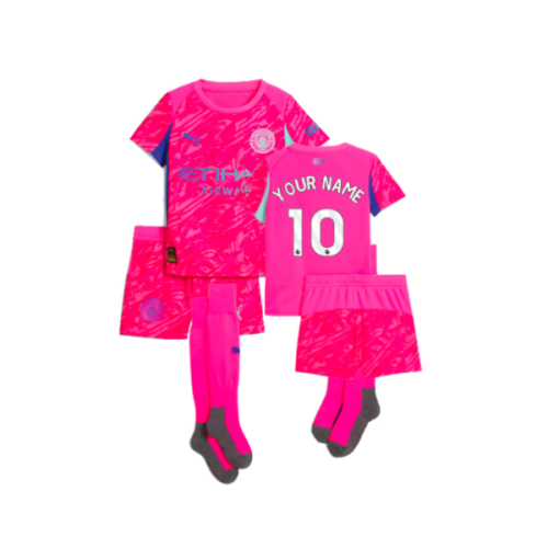2025-2026 Man City Home Goalkeeper Mini Kit (Pink) (Your Name)
