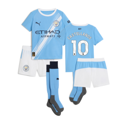 2025-2026 Man City Home Mini Kit (Castellanos 10)