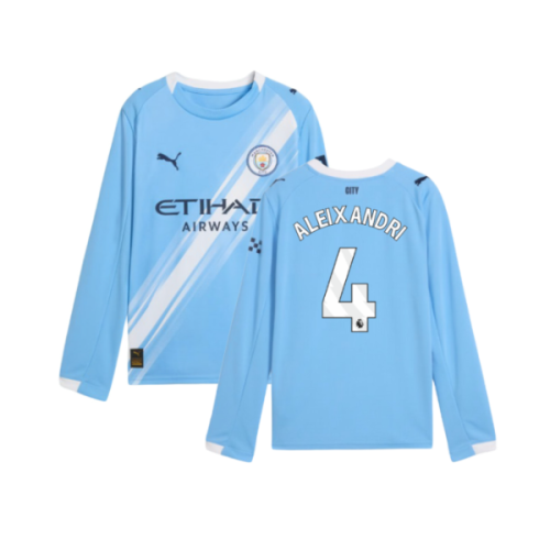 2025-2026 Man City Long Sleeve Home Shirt (Kids) (Aleixandri 4)