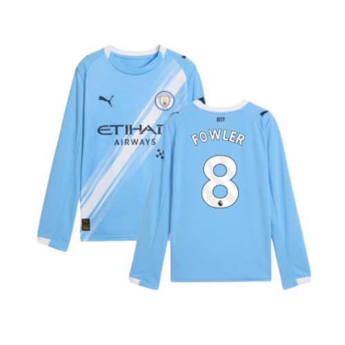 2025-2026 Man City Long Sleeve Home Shirt (Kids) (Fowler 8)