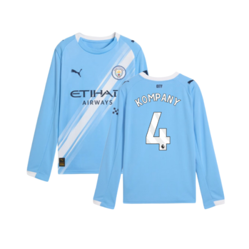 2025-2026 Man City Long Sleeve Home Shirt (Kids) (Kompany 4)