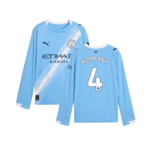 2025-2026 Man City Long Sleeve Home Shirt (Kids) (Kompany 4)