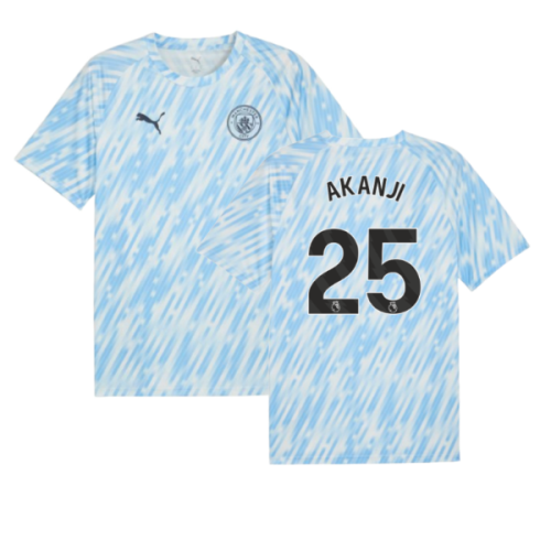2025-2026 Man City Warm Up Jersey (Silver Sky) (Akanji 25)