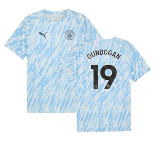 2025-2026 Man City Warm Up Jersey (Silver Sky) (Gundogan 19)