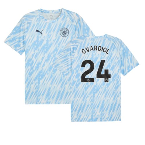 2025-2026 Man City Warm Up Jersey (Silver Sky) (Gvardiol 24)