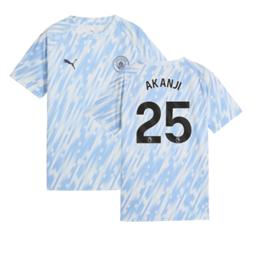 2025-2026 Man City Warm Up Jersey (Silver Sky) - Kids (Akanji 25)