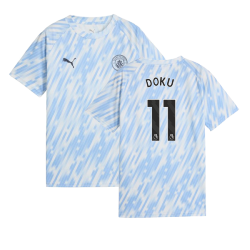 2025-2026 Man City Warm Up Jersey (Silver Sky) - Kids (Doku 11)