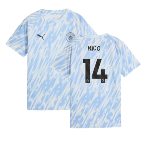 2025-2026 Man City Warm Up Jersey (Silver Sky) - Kids (Nico 14)