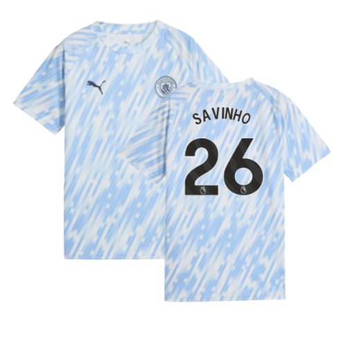 2025-2026 Man City Warm Up Jersey (Silver Sky) - Kids (Savinho 26)